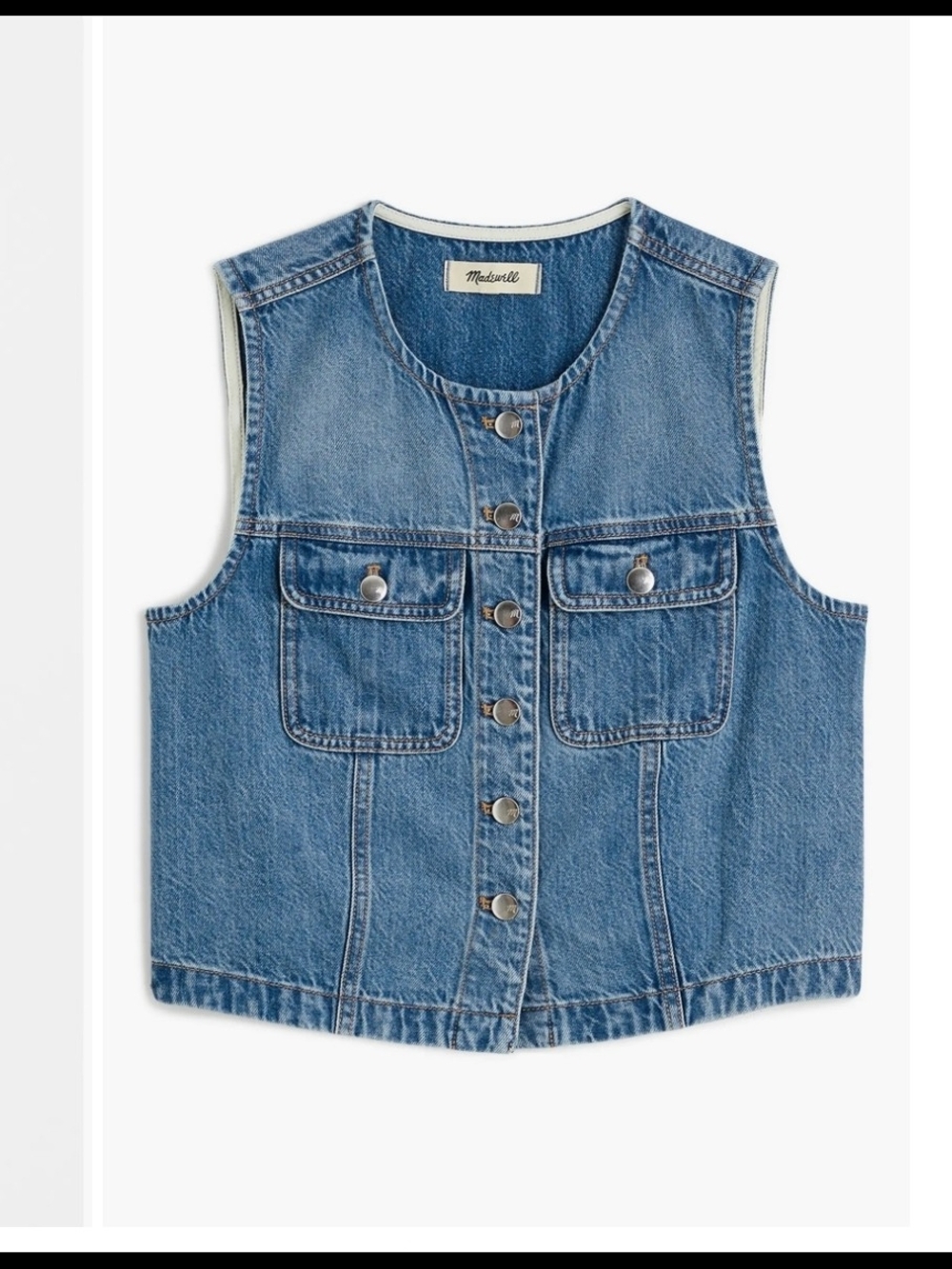 Madewell Light Wash Denim Button Vest